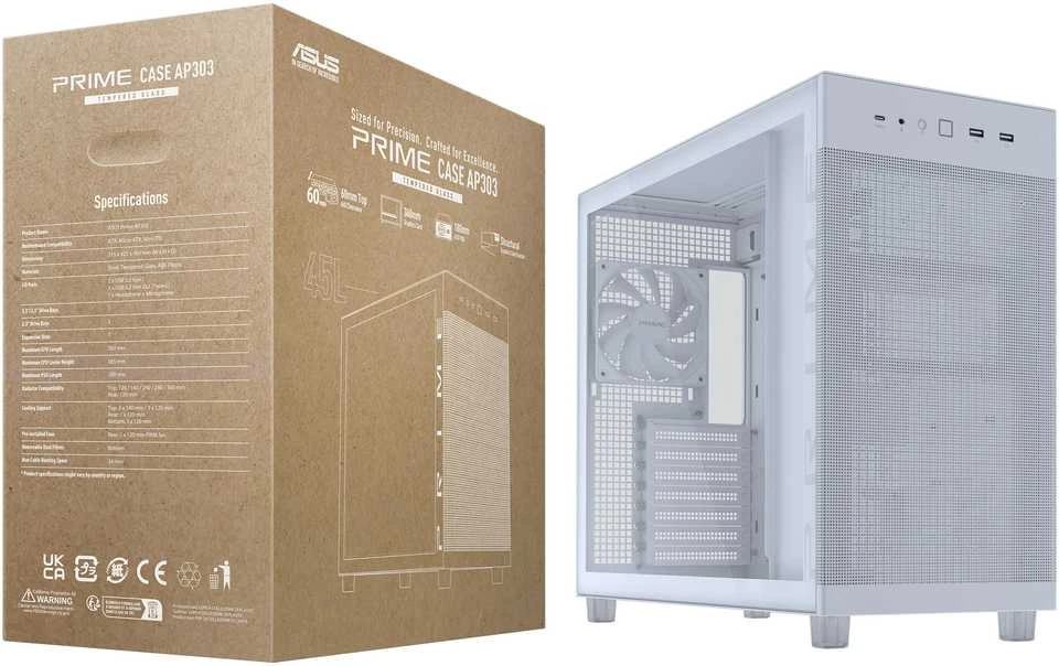 ASUS PRIME AP303 TG Baltas Midi Tower