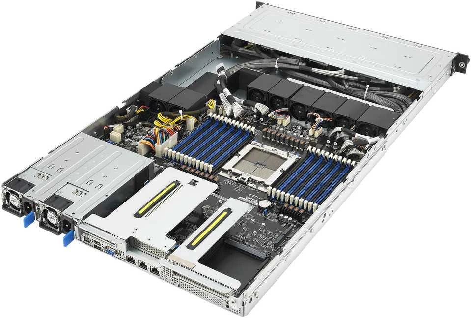 „Asus Rack“ platforma (1U) RS501A-E12-RS12U AMD Epyc 9005/9004 (12x NVMe/SATA HS, 2xM.2, 2x1Gbe, IPMI, 1+1 1600W)
