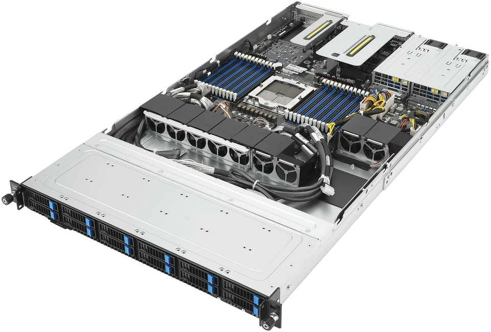 „Asus Rack“ platforma (1U) RS501A-E12-RS12U AMD Epyc 9005/9004 (12x NVMe/SATA HS, 2xM.2, 2x1Gbe, IPMI, 1+1 1600W)