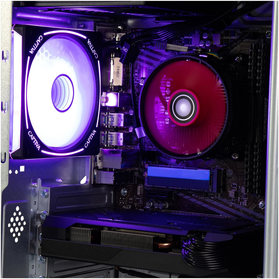 „Captiva Advanced Gaming R98-206“ stacionarus kompiuteris su AMD Ryzen 7 5700X procesoriumi, 32 GB RAM, 1 TB M.2 SSD disku, „Nvidia GeForce RTX 5060“ vaizdo plokšte, „Wi-Fi 6“, „Windows 11“ operacine sistema