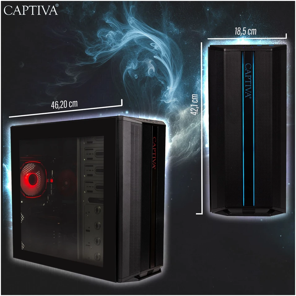 „Captiva Advanced Gaming R98-206“ stacionarus kompiuteris su AMD Ryzen 7 5700X procesoriumi, 32 GB RAM, 1 TB M.2 SSD disku, „Nvidia GeForce RTX 5060“ vaizdo plokšte, „Wi-Fi 6“, „Windows 11“ operacine sistema