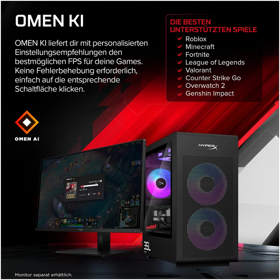 Stacionarus kompiuteris HP HyperX OMEN stalinis žaidimų kompiuteris GT18-0171ng Intel Core Ultra 7 270K Plus, 32 GB RAM, 1 TB SSD, GeForce RTX 5080, Windows 11 Home