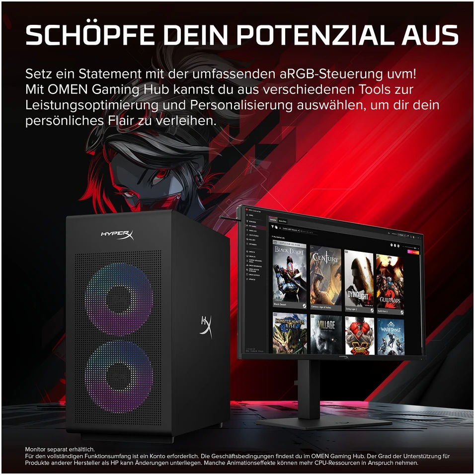 Stacionarus kompiuteris HP HyperX OMEN stalinis žaidimų kompiuteris GT18-0171ng Intel Core Ultra 7 270K Plus, 32 GB RAM, 1 TB SSD, GeForce RTX 5080, Windows 11 Home