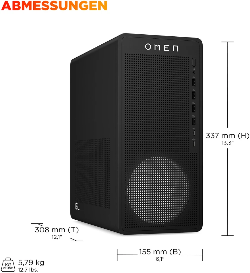 Stacionarus kompiuteris HP OMEN 16L TG03-0177ng Desktop PC AMD Ryzen 7 8700F, 32GB RAM, 1TB SSD, NVIDIA GeForce RTX 5060 Ti 16GB, Win11