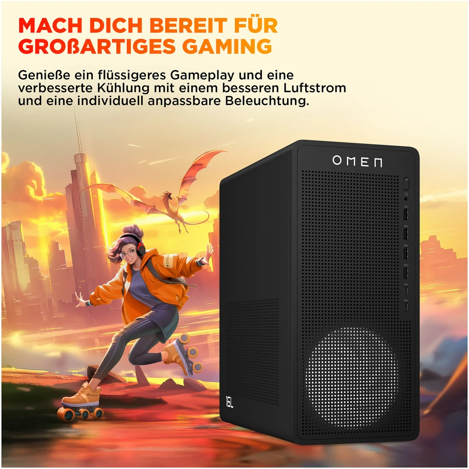 Stacionarus kompiuteris HP OMEN 16L TG03-0177ng Desktop PC AMD Ryzen 7 8700F, 32GB RAM, 1TB SSD, NVIDIA GeForce RTX 5060 Ti 16GB, Win11
