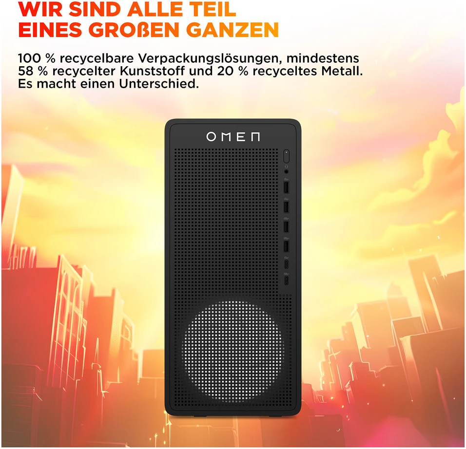 Stacionarus kompiuteris HP OMEN 16L TG03-0174ng Desktop PC AMD Ryzen 7 8700F, 32GB RAM, 1TB SSD, NVIDIA GeForce RTX 5060 Ti 16GB, DOS