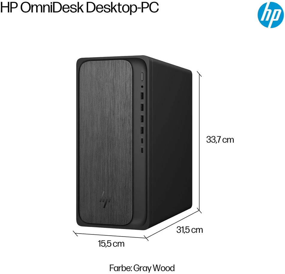 Stacionarus kompiuteris HP Omnidesk Desktop PC M02-0152ng [AMD Ryzen 5-8500G, 16GB RAM, 512GB SSD, AMD Radeon, FreeDOS]