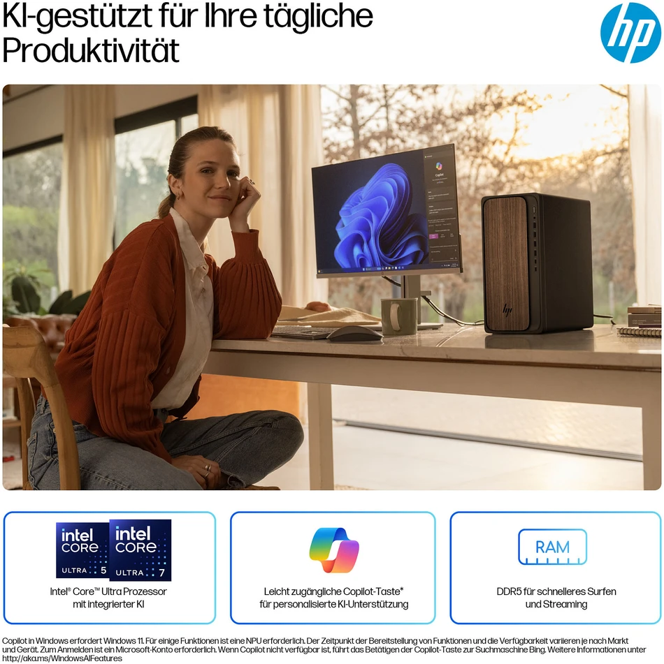 HP Omnidesk stacionarus kompiuteris M03-0177ng [Intel Core Ultra 7 265, 32 GB RAM, 1 TB SSD, Windows 11]