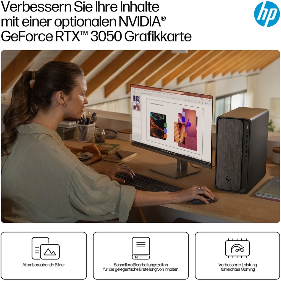 Stacionarus kompiuteris HP Omnidesk Desktop PC M02-0177ng [AMD Ryzen 7 8700G, 32GB RAM, 1TB SSD, AMD Radeon, W11]