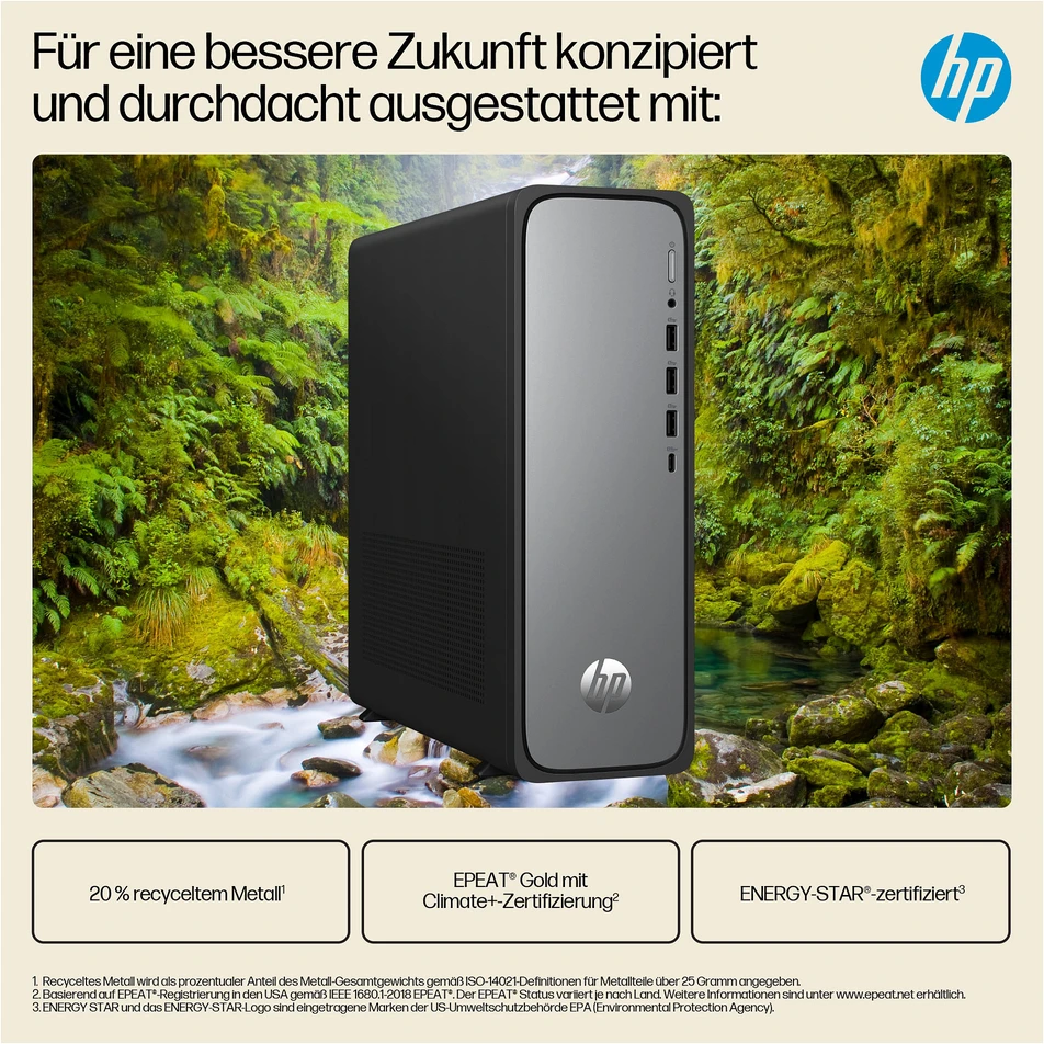 Stacionarus kompiuteris HP Slim Desktop S03-0136ng - Intel i3-14100, 16GB RAM, 512GB SSD, Intel HD Grafik, Windows 11 Home