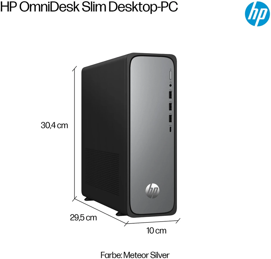 Stacionarus kompiuteris HP Slim Desktop S03-0136ng - Intel i3-14100, 16GB RAM, 512GB SSD, Intel HD Grafik, Windows 11 Home