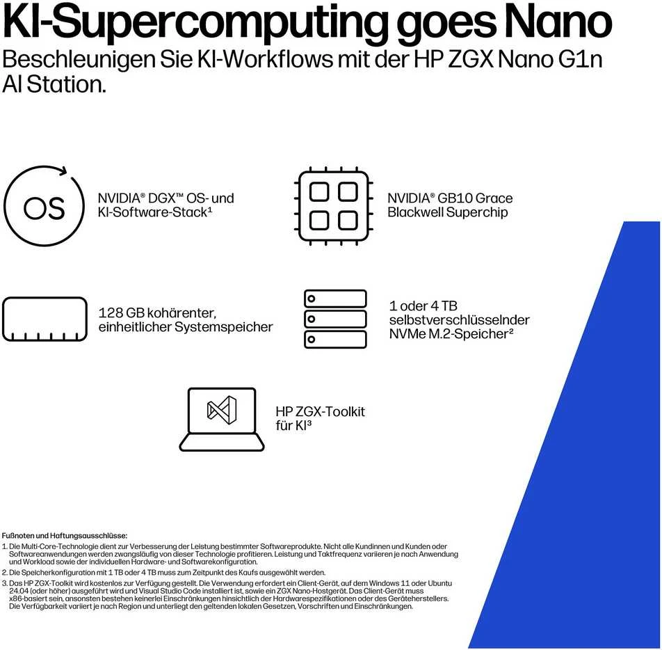 Stacionarus kompiuteris HP ZGX NANO G1N AI NGB10 2TB - 128GB OS 7 UBUNTU 24.04 1/1/0