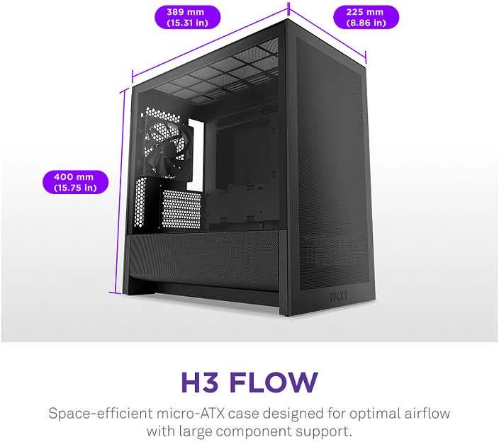 NZXT H9 H3 Flow Midi Tower Juodas