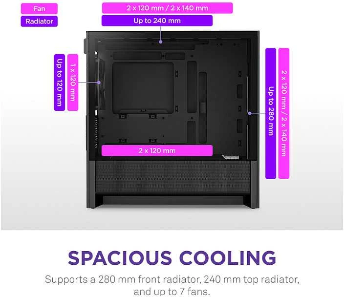 NZXT H9 H3 Flow Midi Tower Juodas