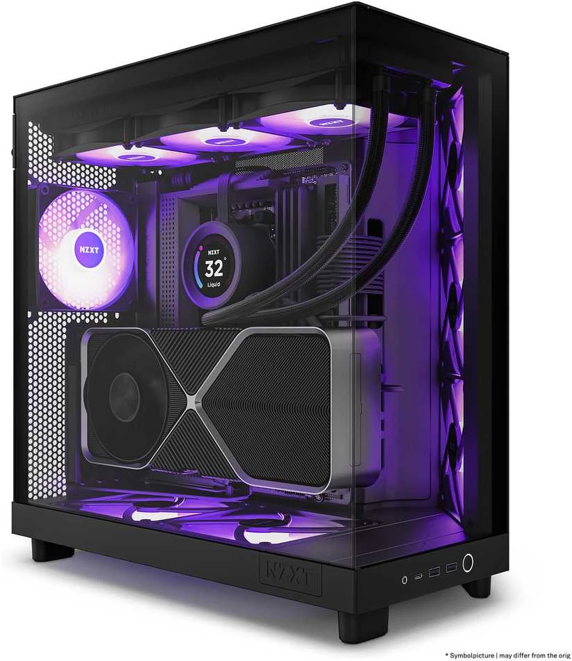 Kompiuterio korpusas NZXT H6 FLOW RGB MIDI BOKŠTAS SU LANGU, Juodas