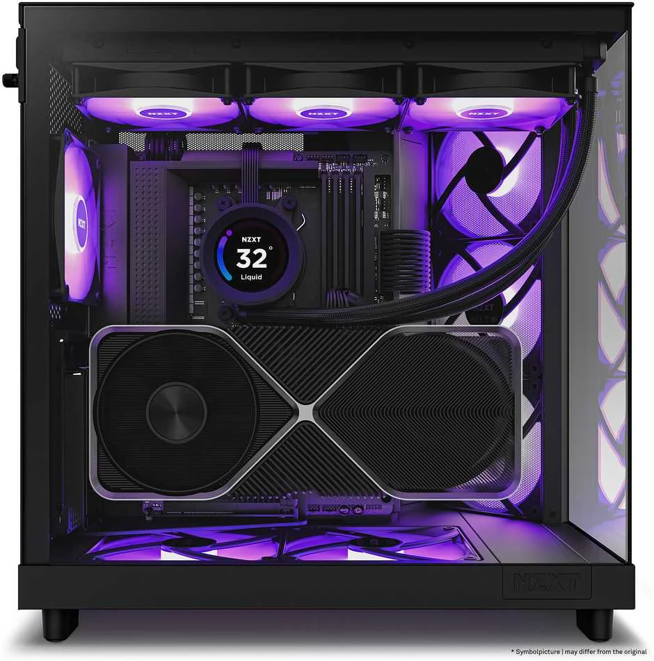 Kompiuterio korpusas NZXT H6 FLOW RGB MIDI BOKŠTAS SU LANGU, Juodas
