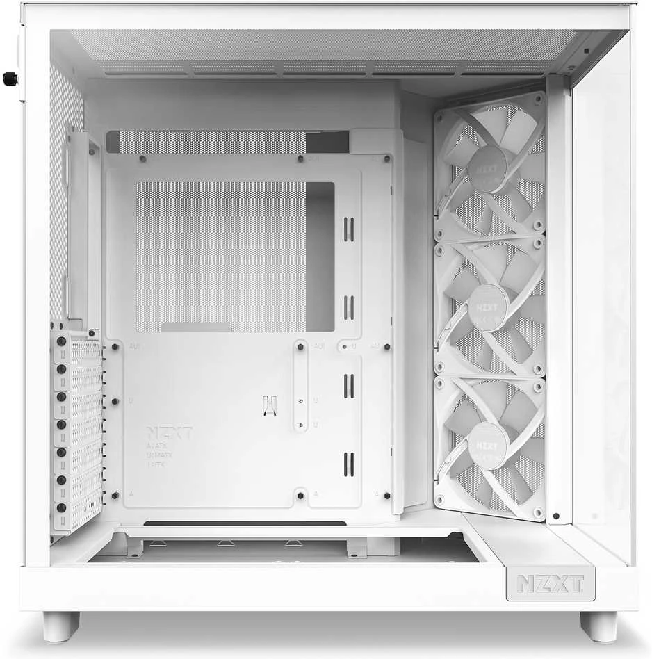 NZXT H6 Flow RGB kompiuterio korpusas, Mid-Tower, ATX, su 3 RGB ventiliatoriais, baltas (CC-H61FW-R1)