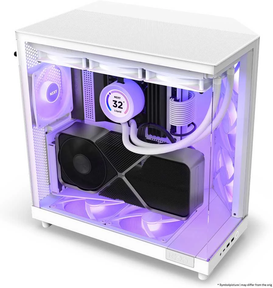NZXT H6 Flow RGB kompiuterio korpusas, Mid-Tower, ATX, su 3 RGB ventiliatoriais, baltas (CC-H61FW-R1)