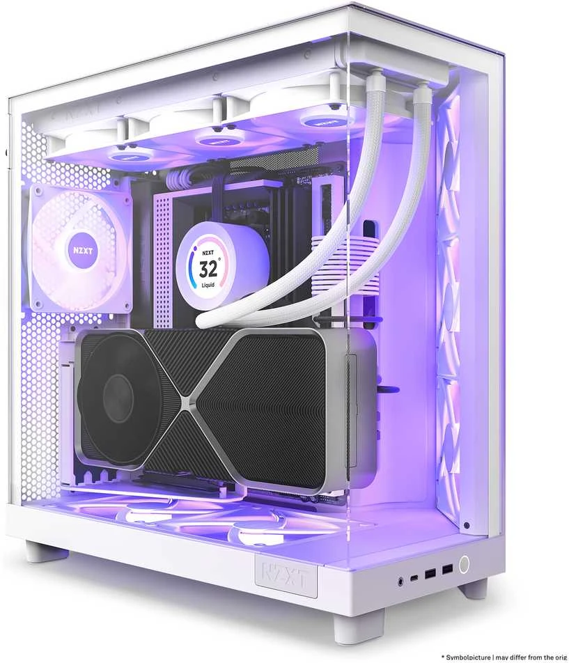 NZXT H6 Flow RGB kompiuterio korpusas, Mid-Tower, ATX, su 3 RGB ventiliatoriais, baltas (CC-H61FW-R1)