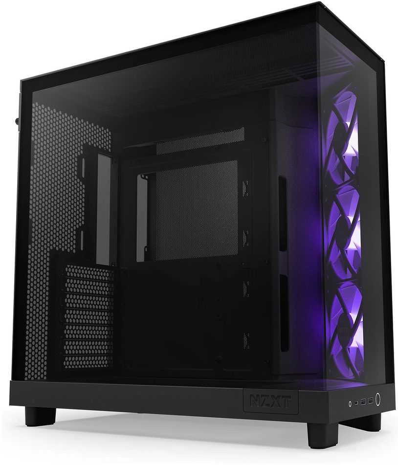 Kompiuterio korpusas NZXT H6 FLOW RGB MIDI BOKŠTAS SU LANGU, Juodas