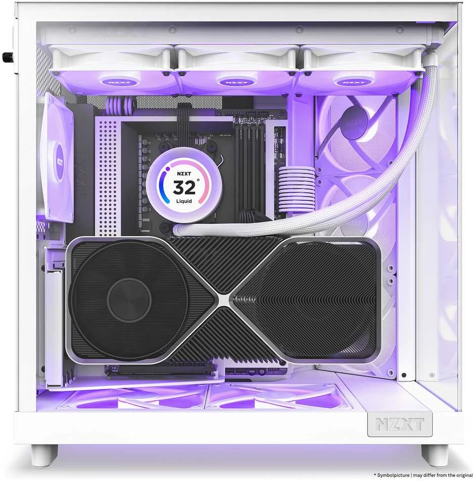 NZXT H6 Flow RGB kompiuterio korpusas, Mid-Tower, ATX, su 3 RGB ventiliatoriais, baltas (CC-H61FW-R1)
