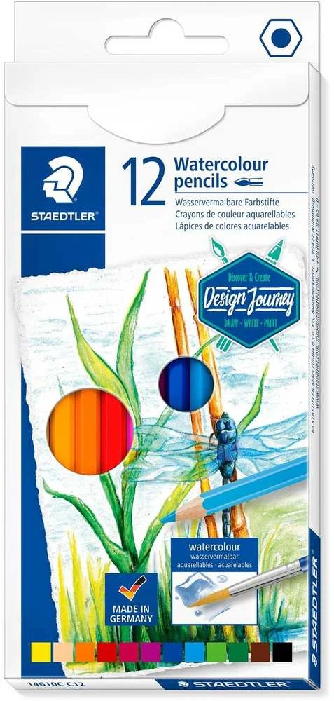 Staedtler Hexagonal akvarelinės kreidelės, 12 spalvų