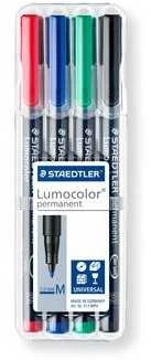 Staedtler Lumocolor 317 WP4 marker permanentny Juodas, Mėlyna, Žalias, Raudona 4 vnt.