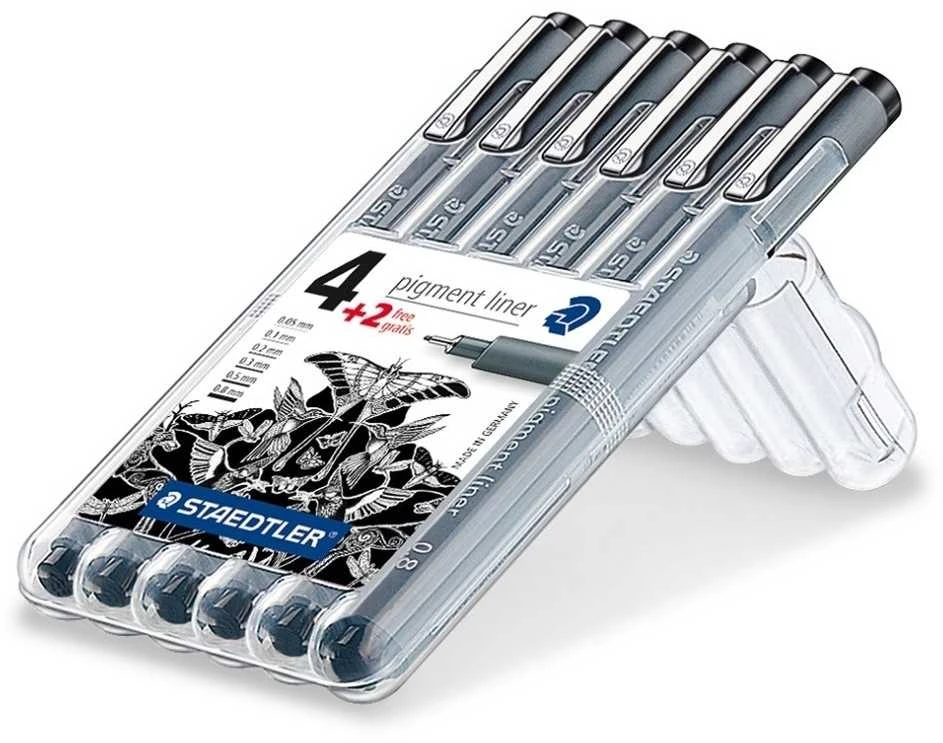 Braižiklis Staedtler PigmentLiner, rinkinyje 6 skirtingi pločiai