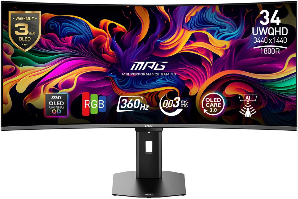 MSI MPG 341CQRDE QD-OLED X36 Gaming Monitorius - 360Hz, 0,03ms GtG