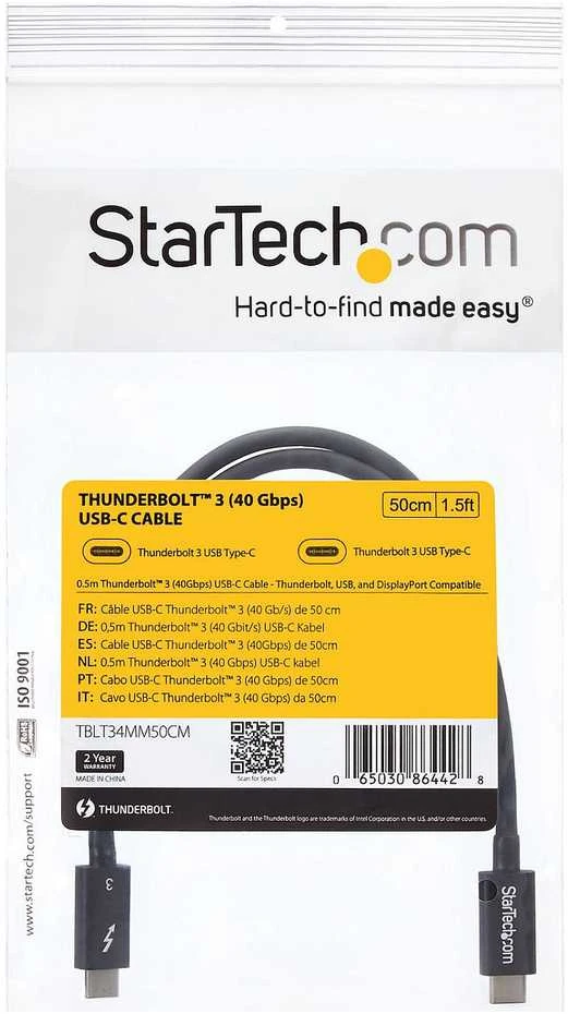 Kabelis USB StarTech USB-C - USB-C 0,5 m Juodas (TBLT34MM50CM)