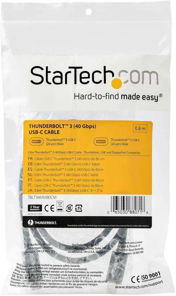 Kabelis USB StarTech USB-C - USB-C 0,8 m Juodas (TBLT34MM80CM)
