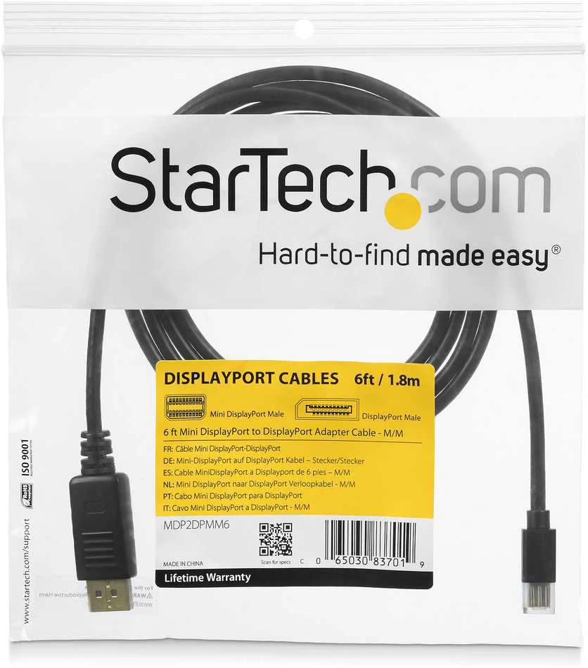 StarTech.com 10 pėdų (3 m) „Mini DisplayPort“ į „DisplayPort 1.2“ kabelis – 4K x 2K UHD „Mini DisplayPort“ į „DisplayPort“ adapterio kabelis – „Mini DP“ į DP kabelis monitoriui – mDP į DP keitiklio laidas, 3 m, „mini DisplayPort“, „DisplayPort“, kištukas, kištukas, 3840 x 2160 pikselių