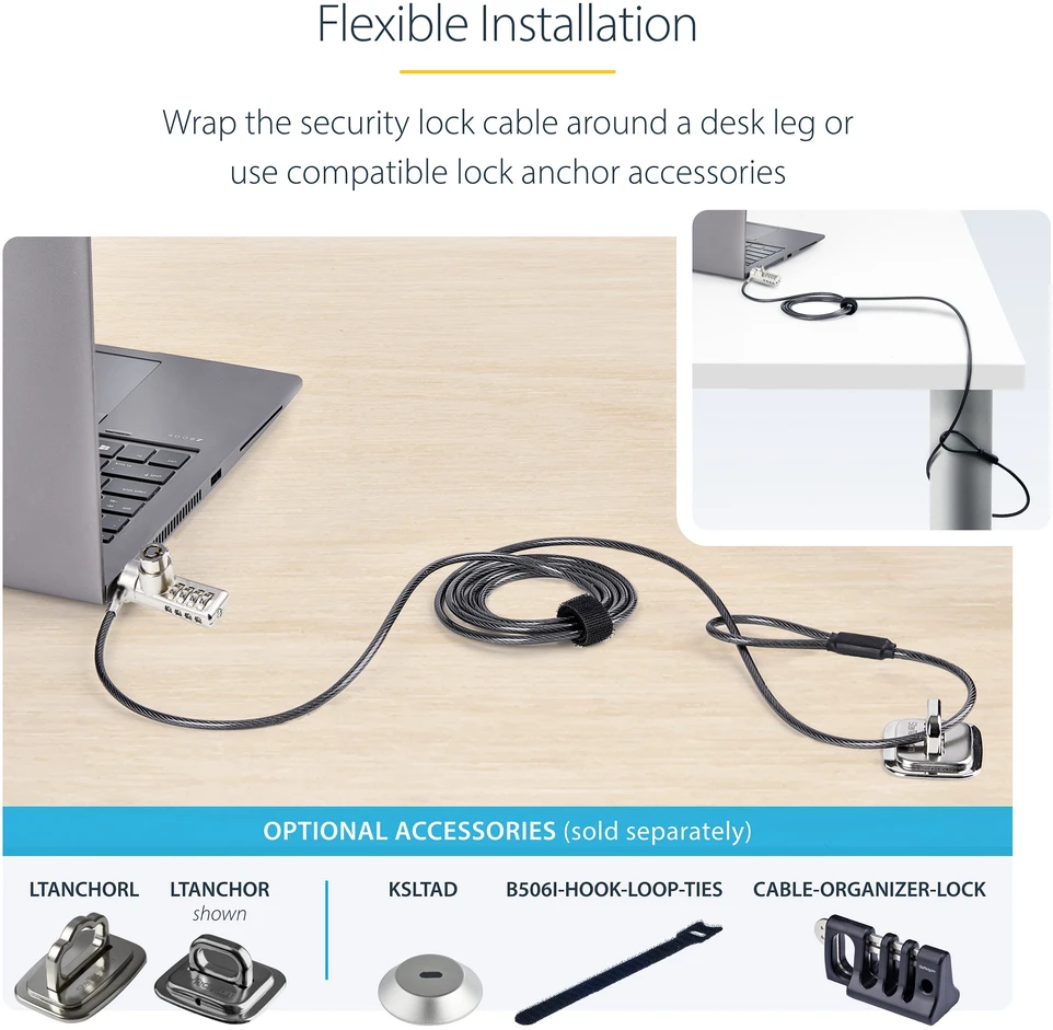 Linka zabezpieczająca StarTech 2 m (DUALKA10-LAPTOP-LOCK)