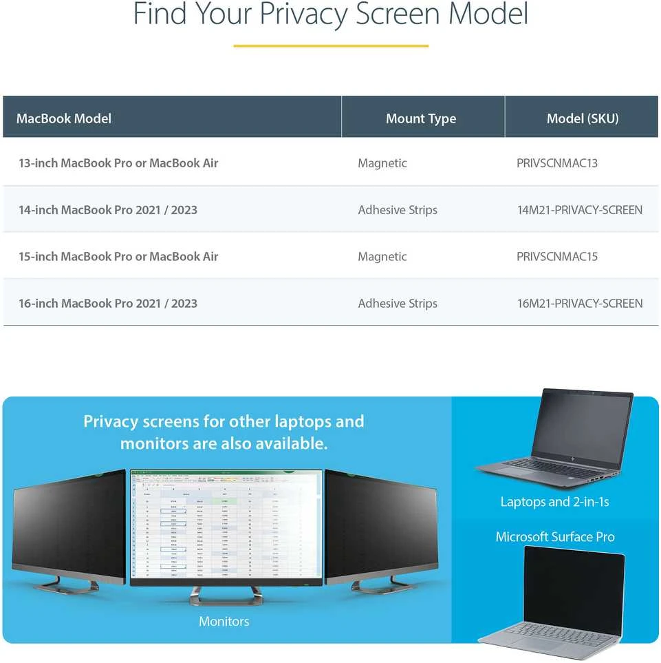 Filtras StarTech Privatumo filtras iš Startech PRIVSCNMAC13 monitoriaus