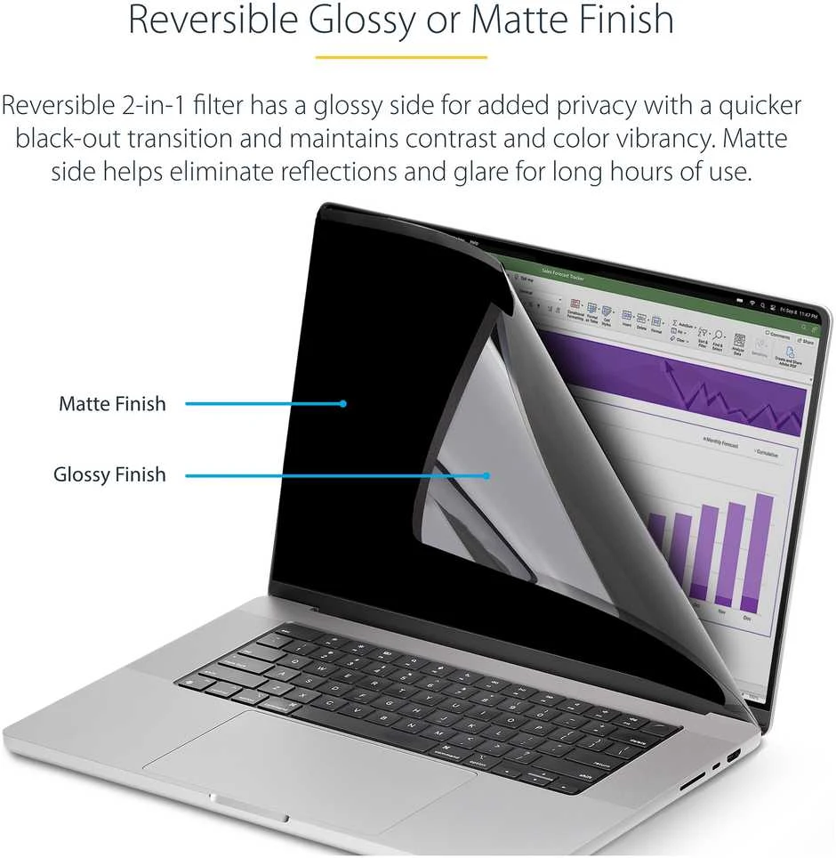 „StarTech“ 13 colių „Macbook“ ekranas su apsauga nuo akinimo / apsauga nuo akinimo. Mėlynas šviesos filtras.