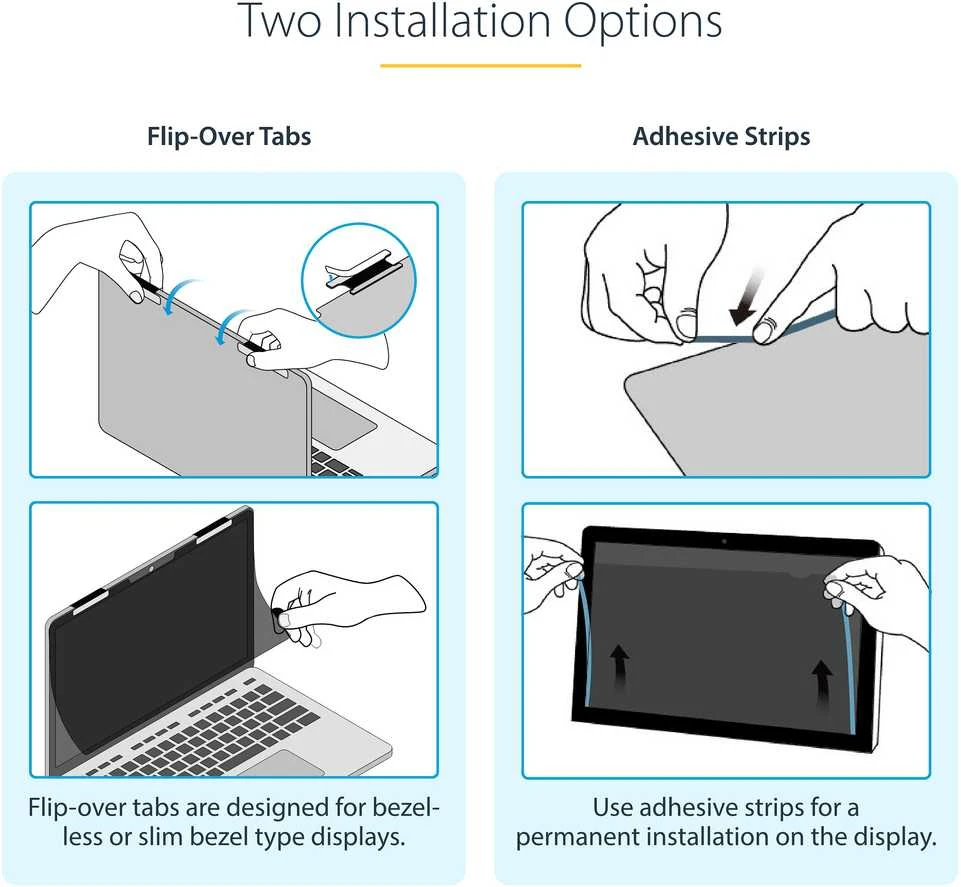 „StarTech 14LT-PRIVACY-SCREEN“ ekrano filtras. Berėmės privatumo filtro sistemos, skirtos 35,6 cm (14 colių) ekranams.