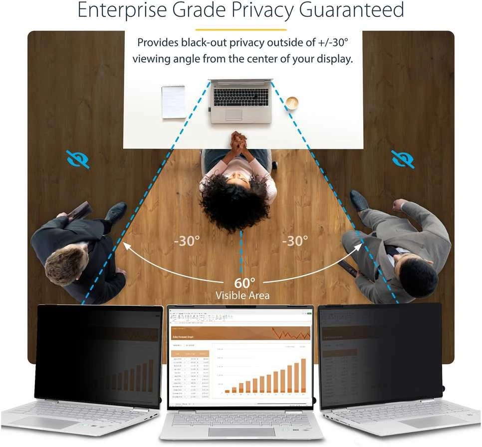 „StarTech 14LT-PRIVACY-SCREEN“ ekrano filtras. Berėmės privatumo filtro sistemos, skirtos 35,6 cm (14 colių) ekranams.