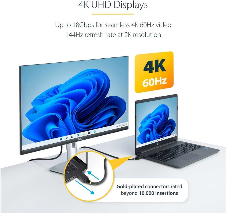 Kabelis StarTech HDMI - HDMI 1 m juoda (HDMI2-CABLE-4K60-1M)