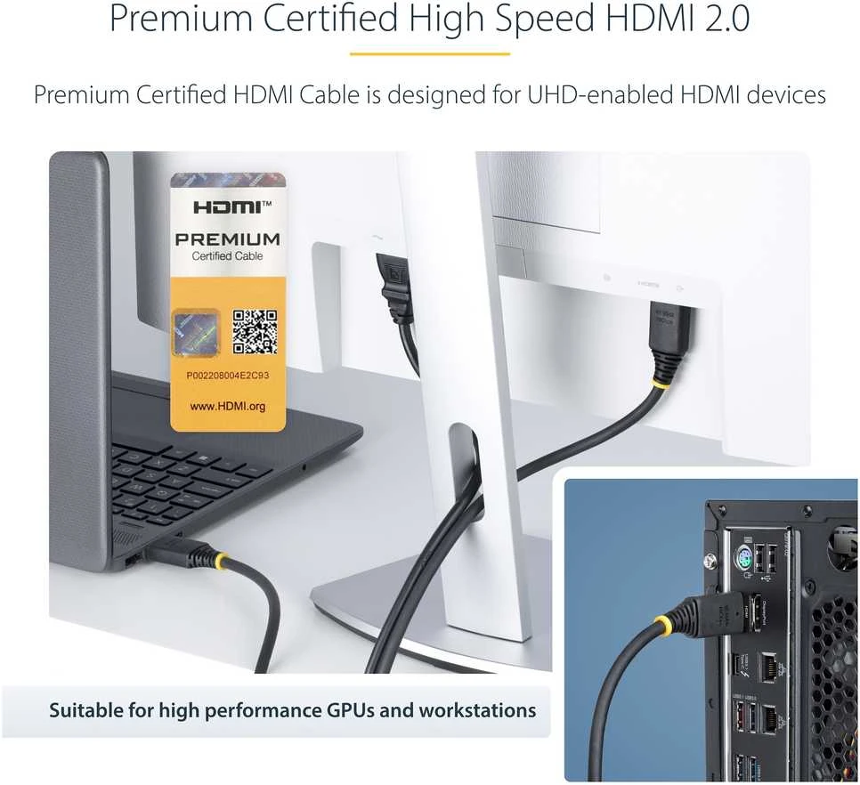 Kabelis StarTech HDMI - HDMI 1 m juoda (HDMI2-CABLE-4K60-1M)
