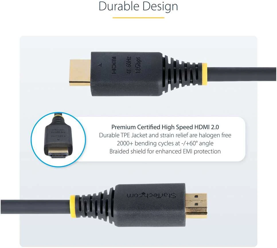 Kabelis StarTech HDMI - HDMI 1 m juoda (HDMI2-CABLE-4K60-1M)