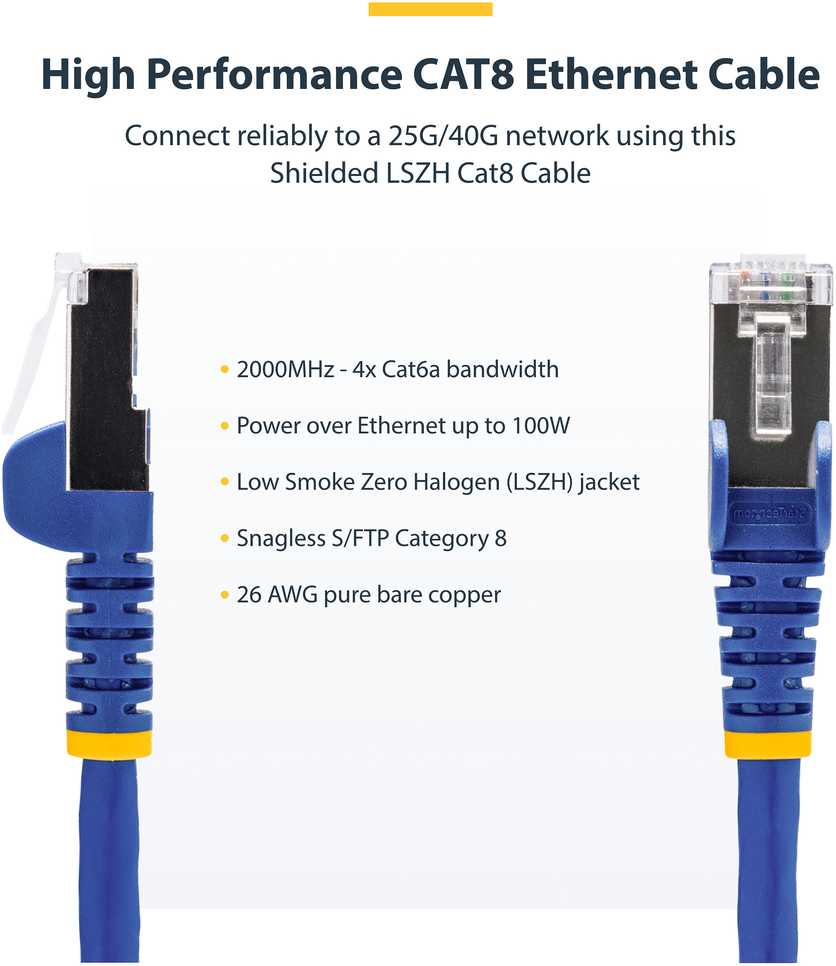 Startechcom StarTech NLBL-1M-CAT8-PATCH/1 M CAT8 ETHERNET CABLE LSZH