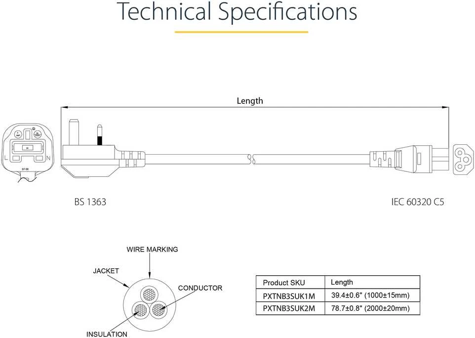 Maitinimo kabelis StarTech UK BS 1363 – IEC 60320 C5 3 kontaktų, 1 m (PXTNB3SUK1M)