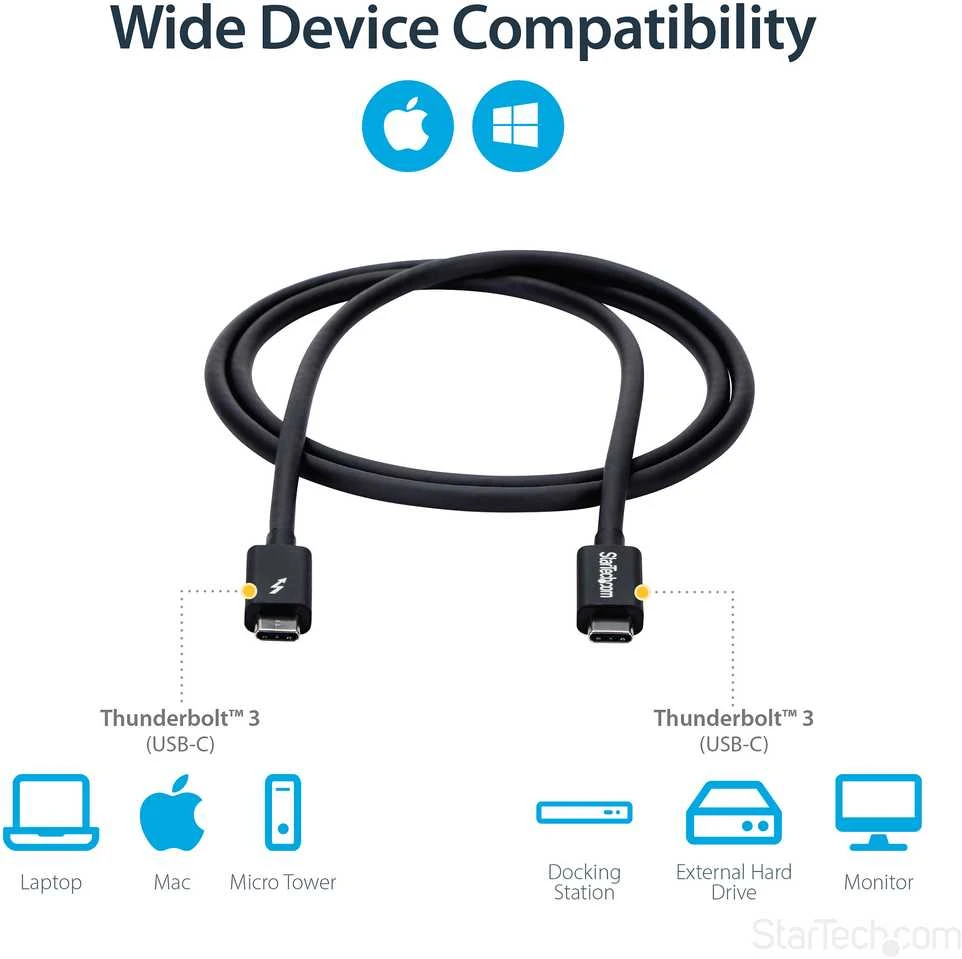 Kabelis USB StarTech USB-C - USB-C 1 m Juodas (TBLT3MM1M)
