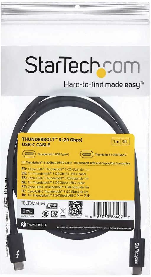 Kabelis USB StarTech USB-C - USB-C 1 m Juodas (TBLT3MM1M)