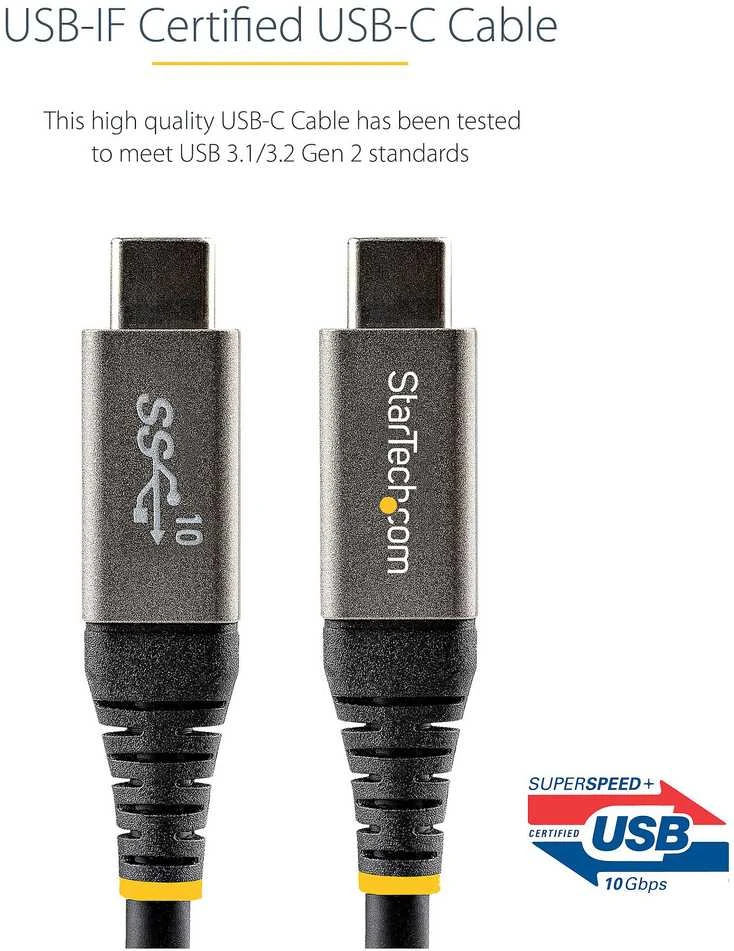Kabelis USB StarTech USB-C - USB-C 1 m Juodai-pilka (USB31CCV1M)