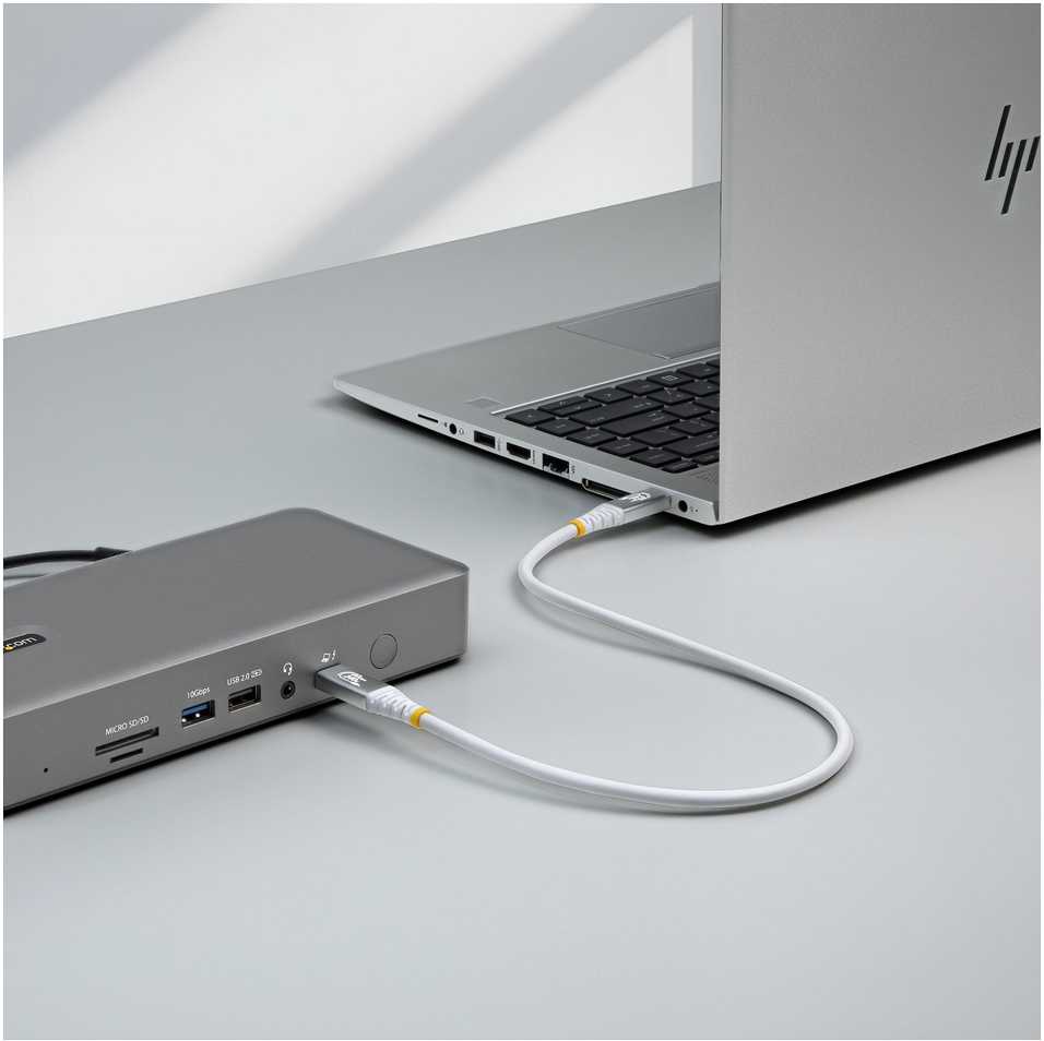 Kabelis USB StarTech 1m USB4 80Gbps USB-C Thunderbolt 4 DP2.1 240W 8K 120Hz Baltas (CC1M80GUSB4CABLEW)