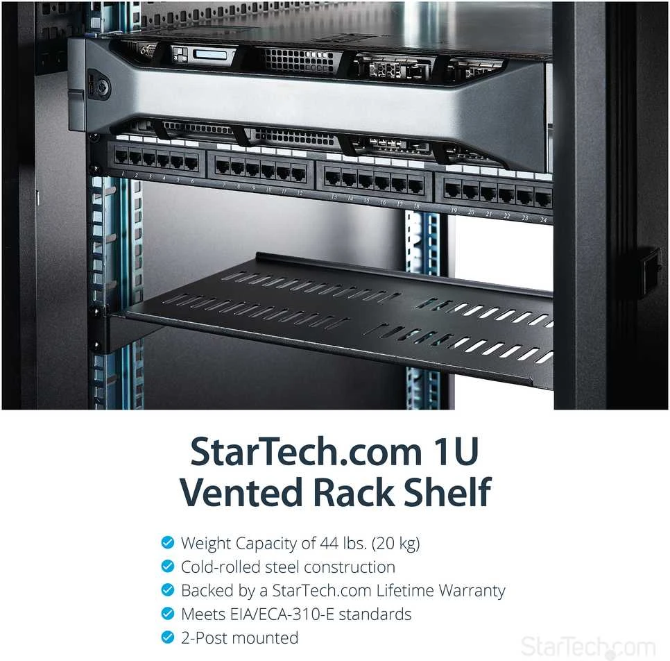 StarTech 19'' 1U lentyna Juoda (CABSHELFV1U)