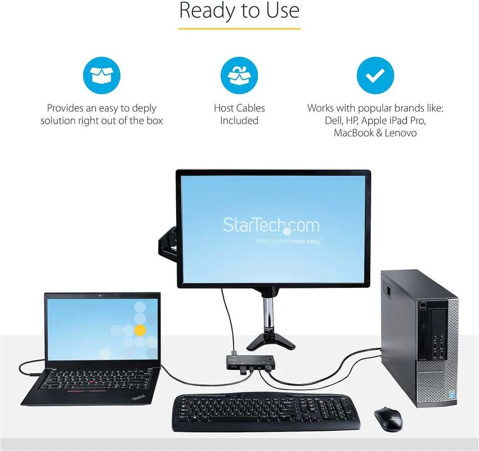 StarTech 2 PRIEDŲ HIBRIDINIS USB-C KVM JUNGIKLIS