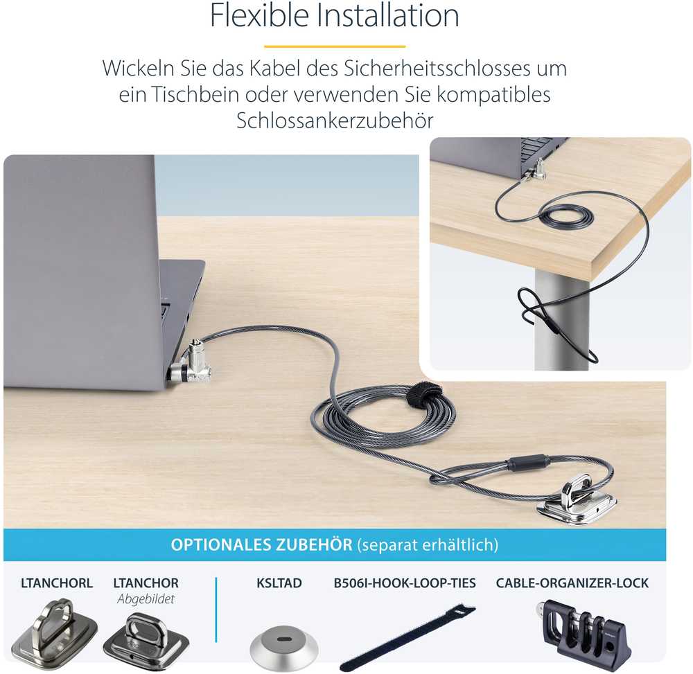 Linka zabezpieczająca StarTech 2 m (UNIVKA25-LAPTOP-LOCK)