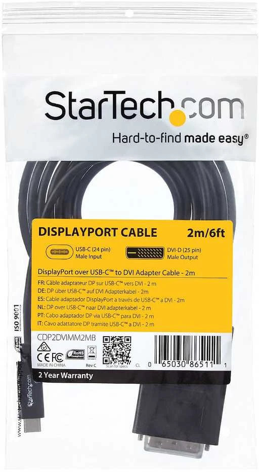 Kabelis USB StarTech USB-C - DVI-D 2 m Juodas (CDP2DVIMM2MB)